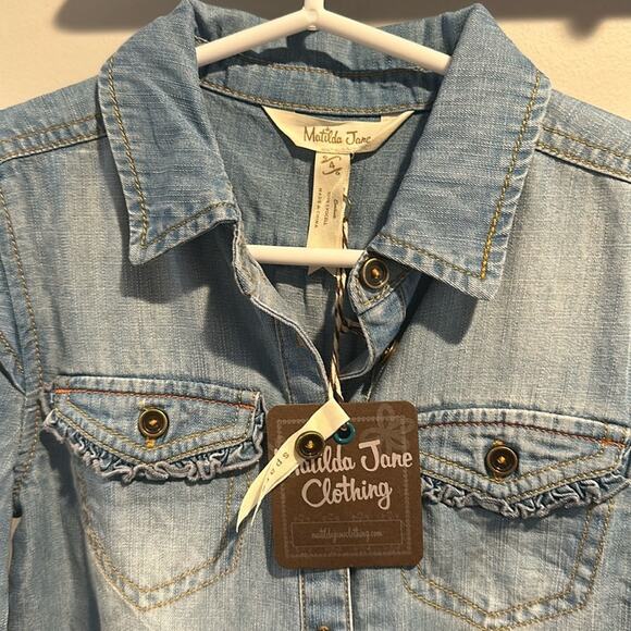 Matilda Jane size 4 Lyle’s Button Down Denim Shirt - Picture 3 of 10